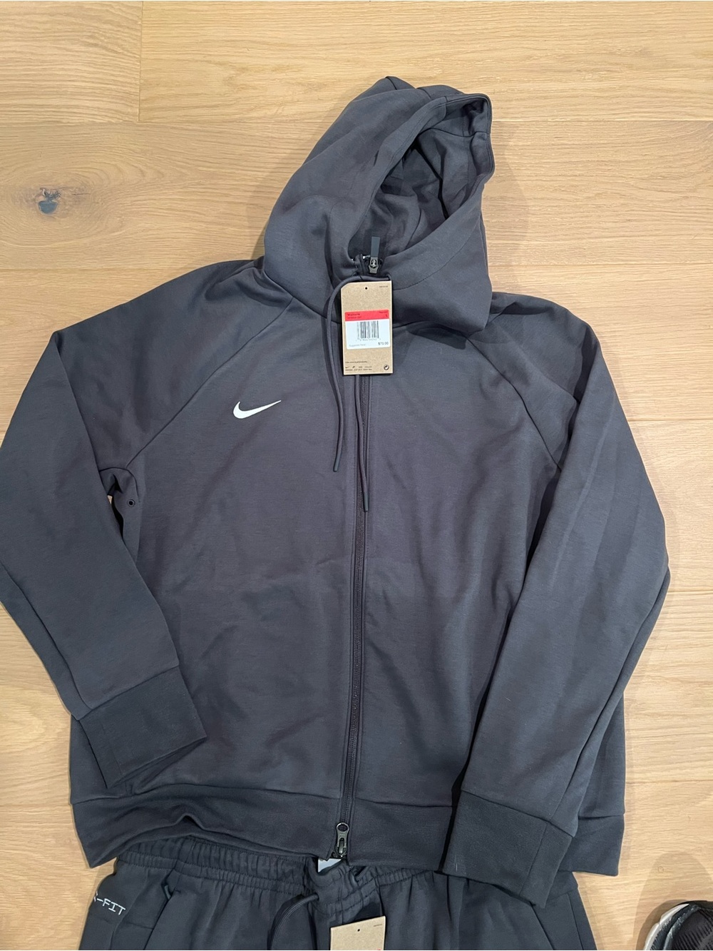 NWT-Nike charcoal Dri-FIT Full-Zip Hoodie & Joggers Set - Picture 12 of 14